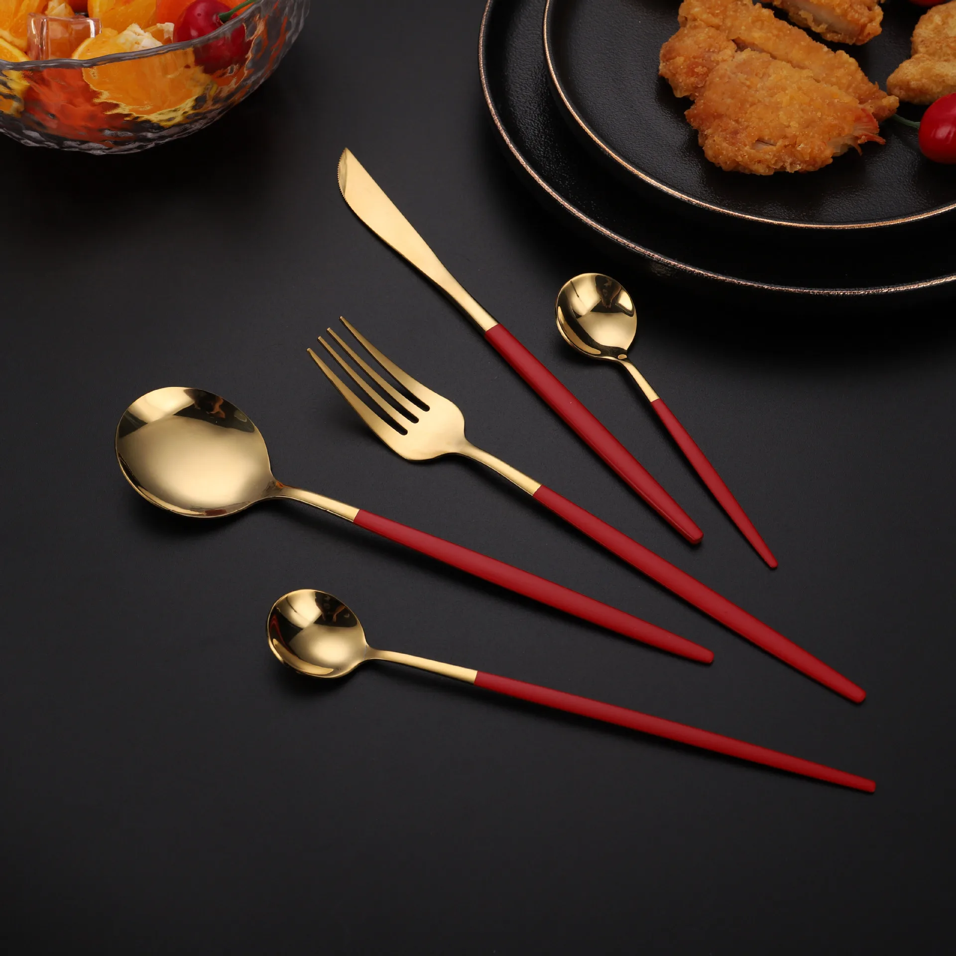 

Cutlery Set Steak Knife Fork Coffee Spoon Teaspoon Dinner Knife Dinnerware Tableware Dinner Set Service Stainless Steel