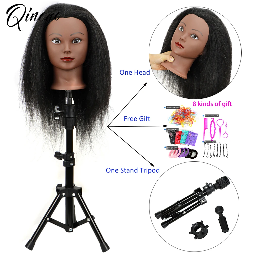 Голова манекена с человеческими волосами и подставкой для парика Штатив красоты