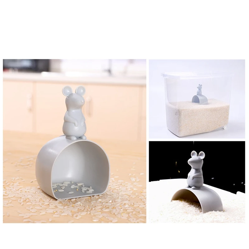 

Rice plastic cups 1Pcs Plastic Mouse Shape Rice Measuring Cup Water Spoon Cereal Rice Shovel Scoop Creative Kitchen Gadgets