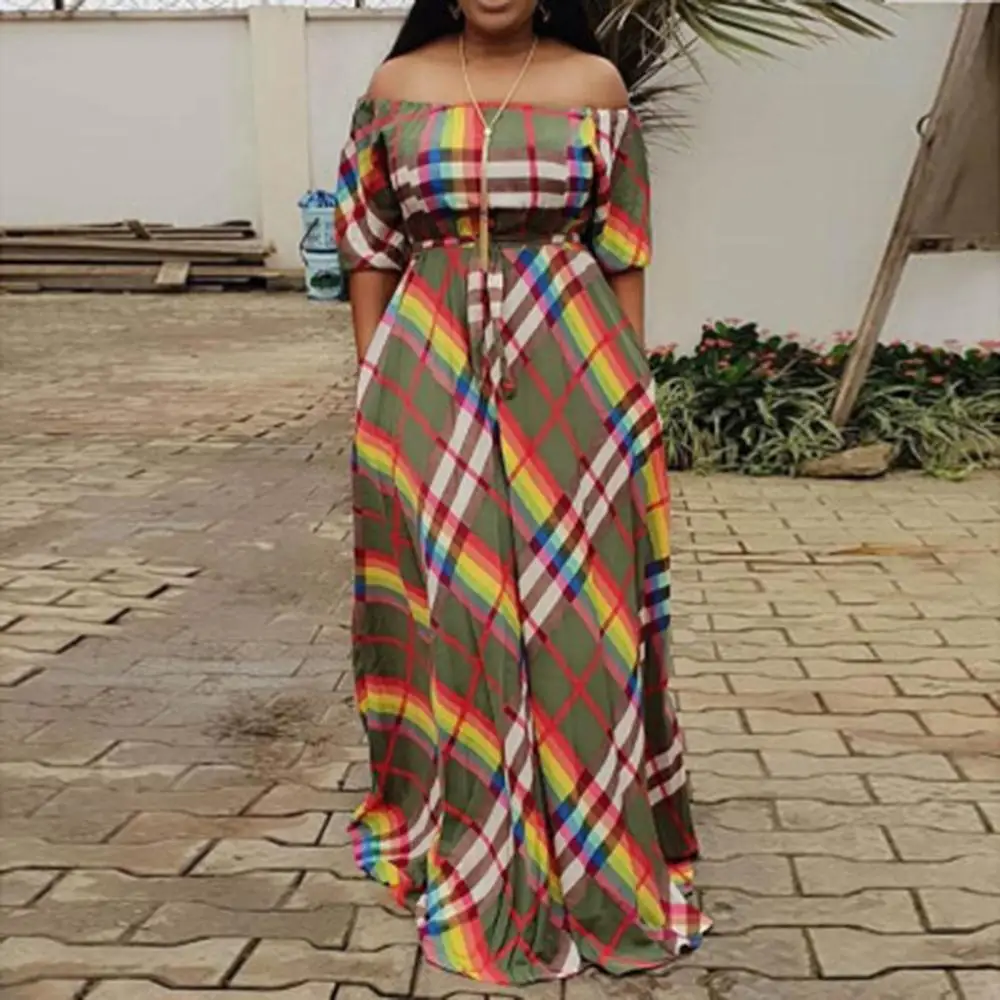 Fadzeco африканские платья для женщин Дашики короткий рукав с открытыми плечами