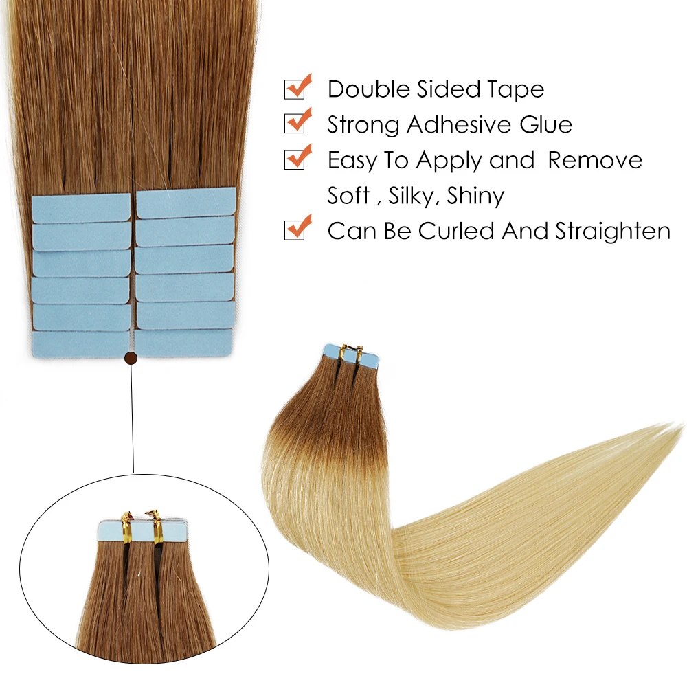 

Veravicky Tape in Natural Hair Extensions Human Hair Machine Made Remy Double Sided Adhesive Extension 50G/20PCS