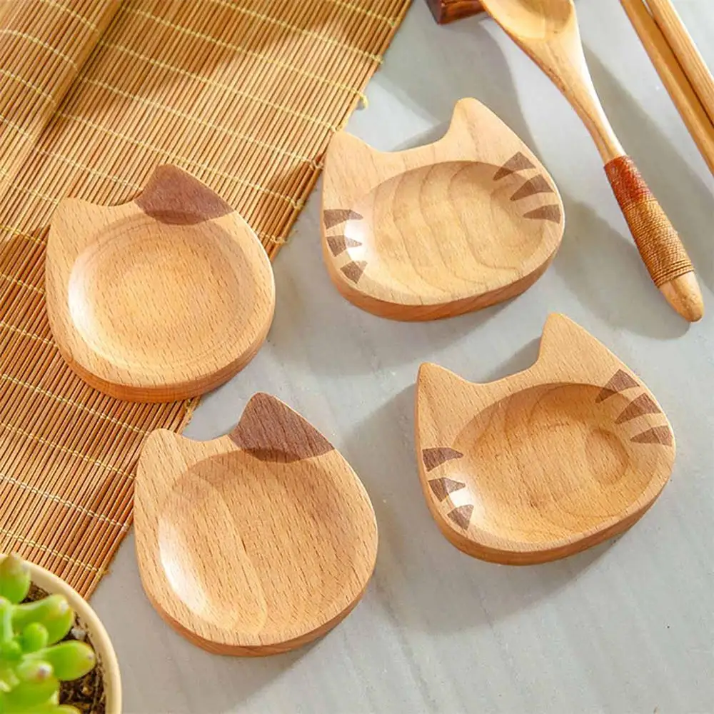 Тарелка из натурального Букового салата в форме кошки васаби блюдо для закусок