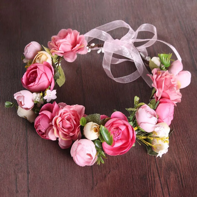 

Women Charm Flower Wedding Floral Headband Hair Accessories Bridal Garland Princess Wreath Girls Crown Headdress Party