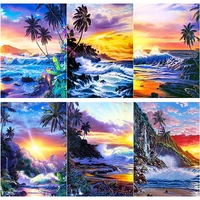 5d diy diamond painting seascape sunset diamond embroidery cross stitch full square round drill crafts manual gift home decor