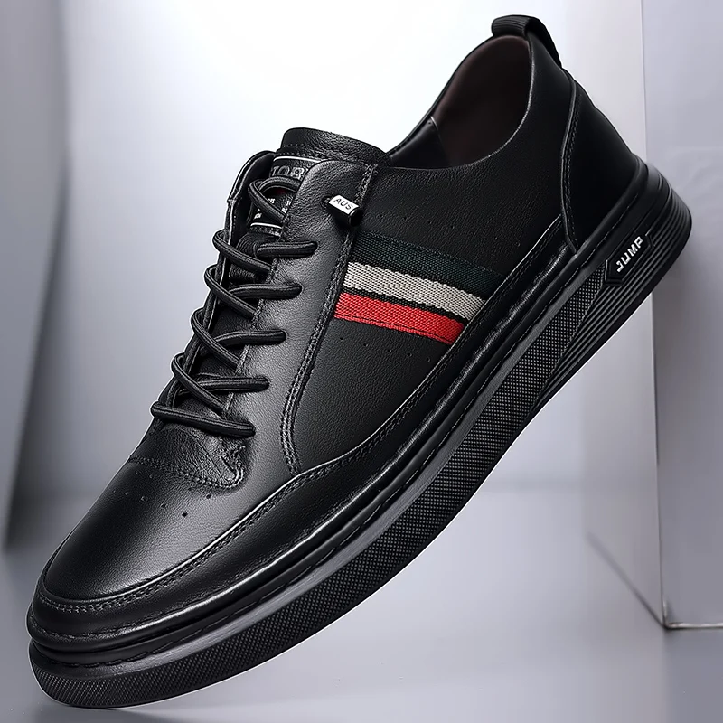 Jual Sepatu Kulit Tren Baru 2021 Untuk Pria Sepatu Merek Kasual Putih Sneakers Kasual Modis Remaja Populer Sneakers Berenda Dapat Dipakai