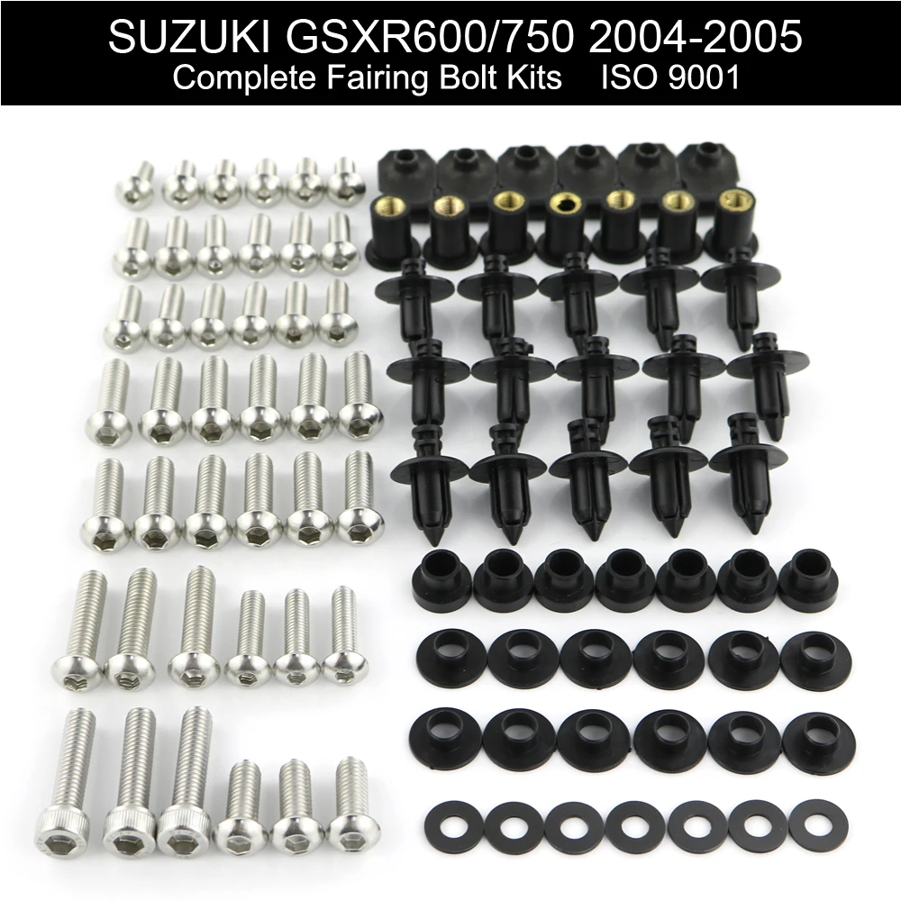 

Fit For Suzuki GSXR600 GSX-R600 GSXR 600 750 2004 2005 Full Fairing Kit Bolts Kit Screw Fairing Clips Nut Stainless Steel