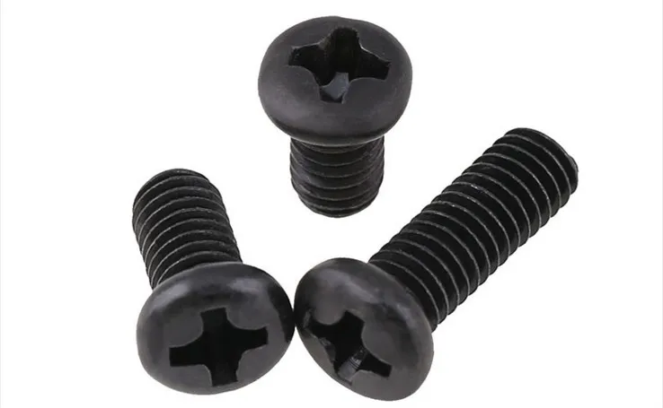 Черный винт с круглой головкой M2M2.5M3M4 перекрещивающимися пластинами черный из