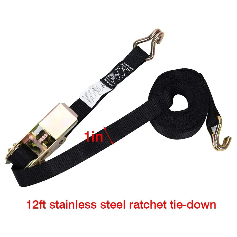

1in x 12ft Stainless Steel Ratchet Tie Down Strong Bundling Belt For Kayak Paddle Board Car Accessories