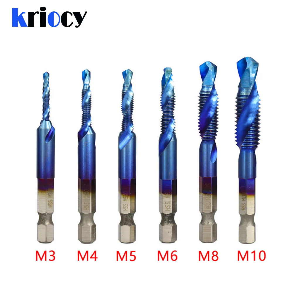 

Titanium Plated Hex Shank HSS Screw Thread Metric Tap Drill Bits Screw Machine Compound M3 M4 M5 M6 M8 M10 Hand Tools