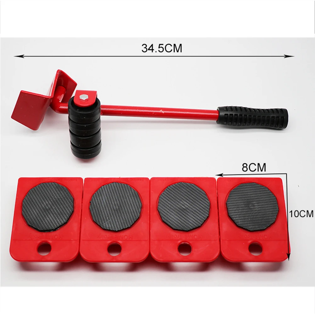 

5PCS Furniture Moving Tool With Moving Device Heavy Loader Moving Pad Plastic For Moving Or Heavy Load Use Red Transport Lifter