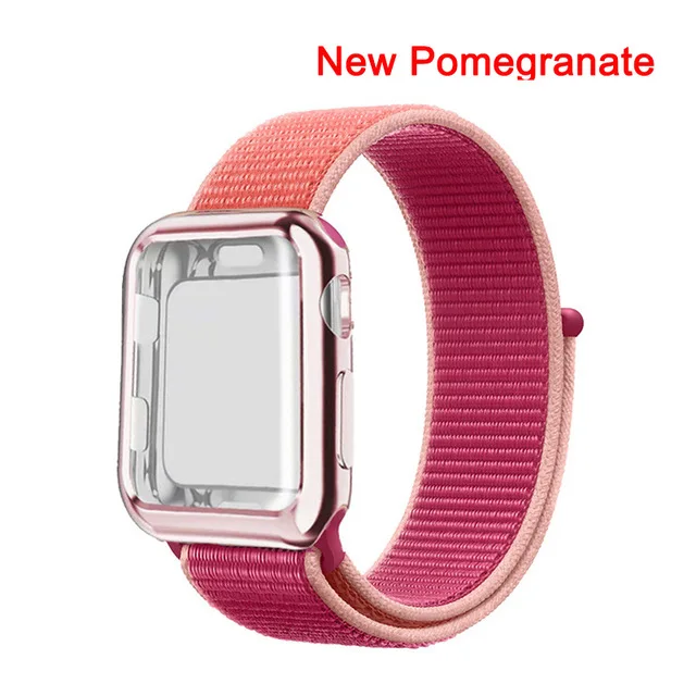 Pomegranate Нейлоновый ремешок для наручных часов Apple Watch серии 3/2/1 38 мм 42 мм из мягкой дышащей ткани, сменный спортивный браслет для наручных часов iWatch серии 4 40 мм 44 мм - Цвет ремешка: Pomegranate