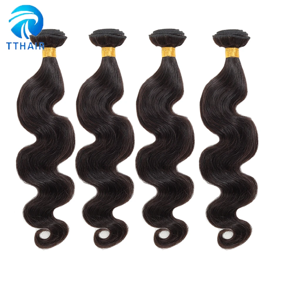 TTHAIR объемные волнистые пучки бразильских локонов плетение пучки Remy человеческие волосы натуральный черный цвет наращивание волос