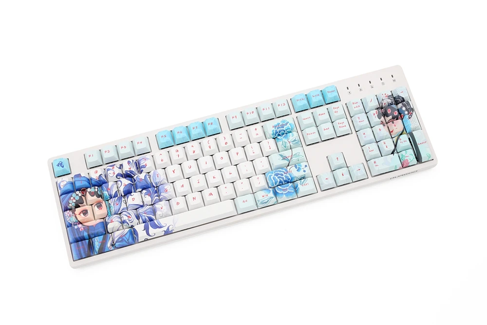 Черри профиль краситель Sub Keycap набор толстый ПБТ пластик пекинг опера Белый Синий