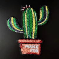 patch potted cactus diy clothes stickers sequins large biker badge iron ons patches for clothing strange things christmas gift