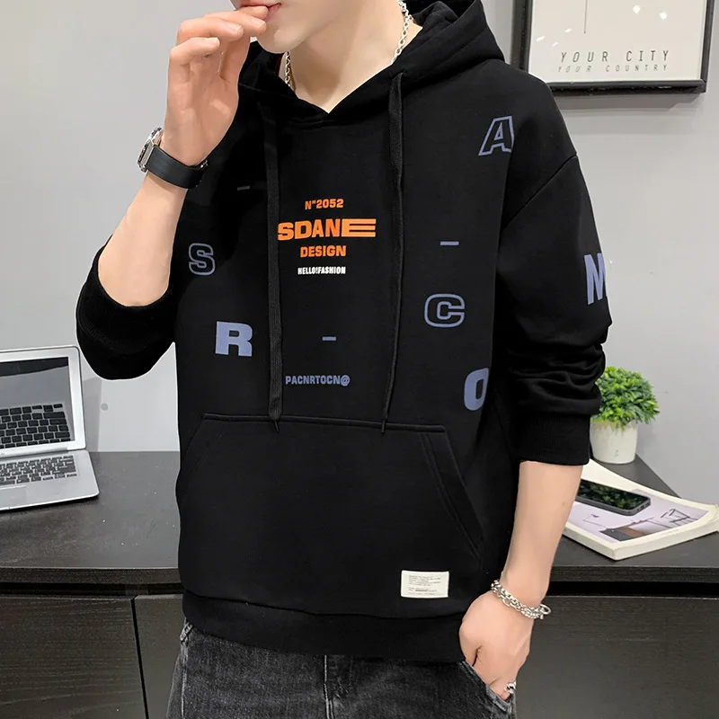 

2021 Autumn New Hooded Sweater Men's Casual Long Sleeved Sweater Trend Versatile Port Style Clothes Men's Wear