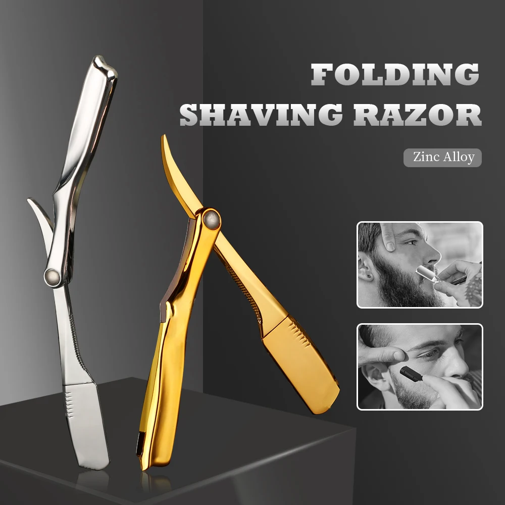 

Men Shaving Barber Tools Hair Razor Beard Haircut Shaving Tools Straight Razor Holder Hairdresser Plating Shaver Razor 4 Colors