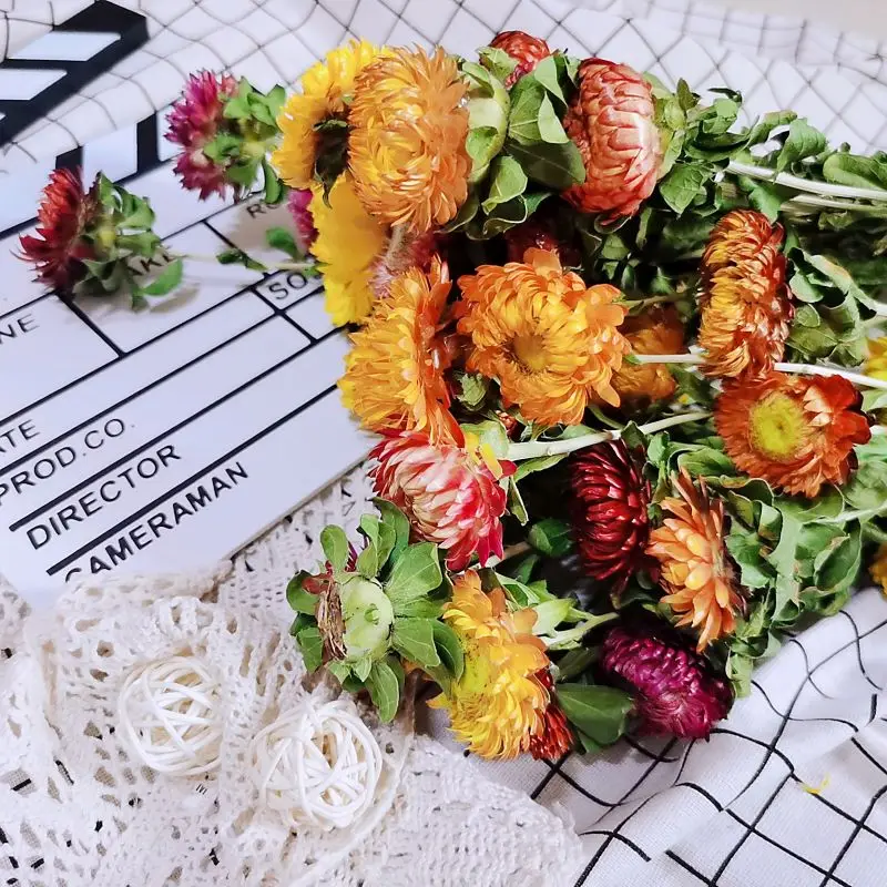 

50Pcs Dry Straw Chrysanthemum Heads DIY Colorful Natural Gerbera Daisy Flower Bouquet Decor For Home Wedding Party