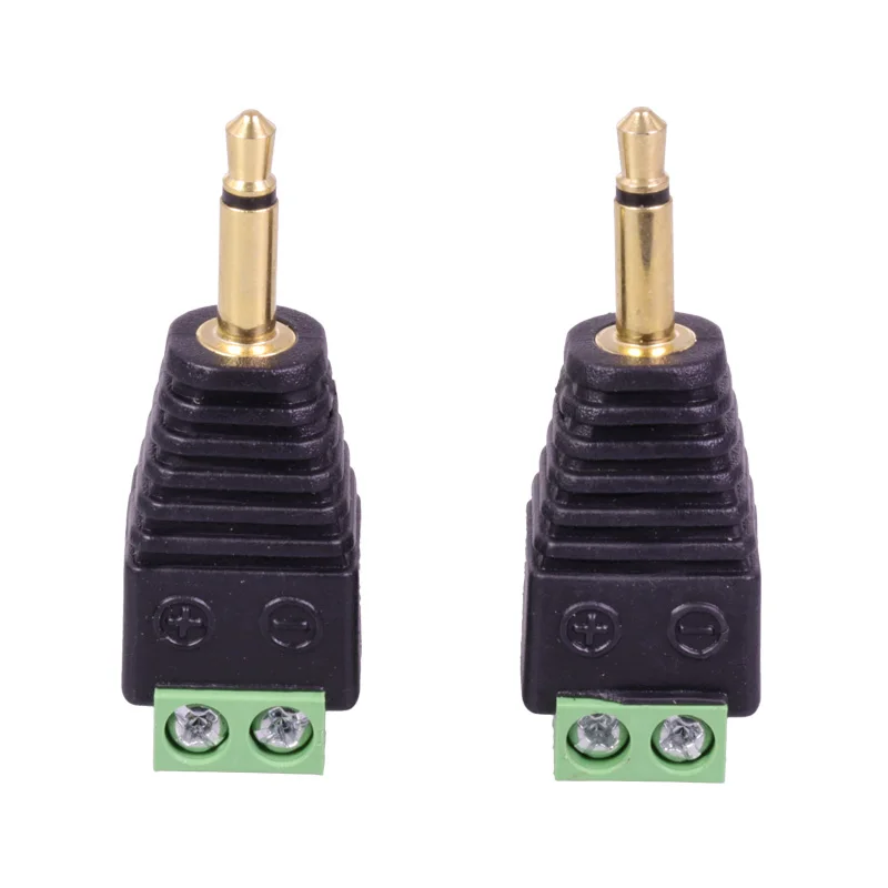 

100pcs/lot 3.5mm 2 Poles Mono Male Plug to AV Screw Banlun Terminal 2 Poles 3.5mm to Screw Balun Connector AV Adapter