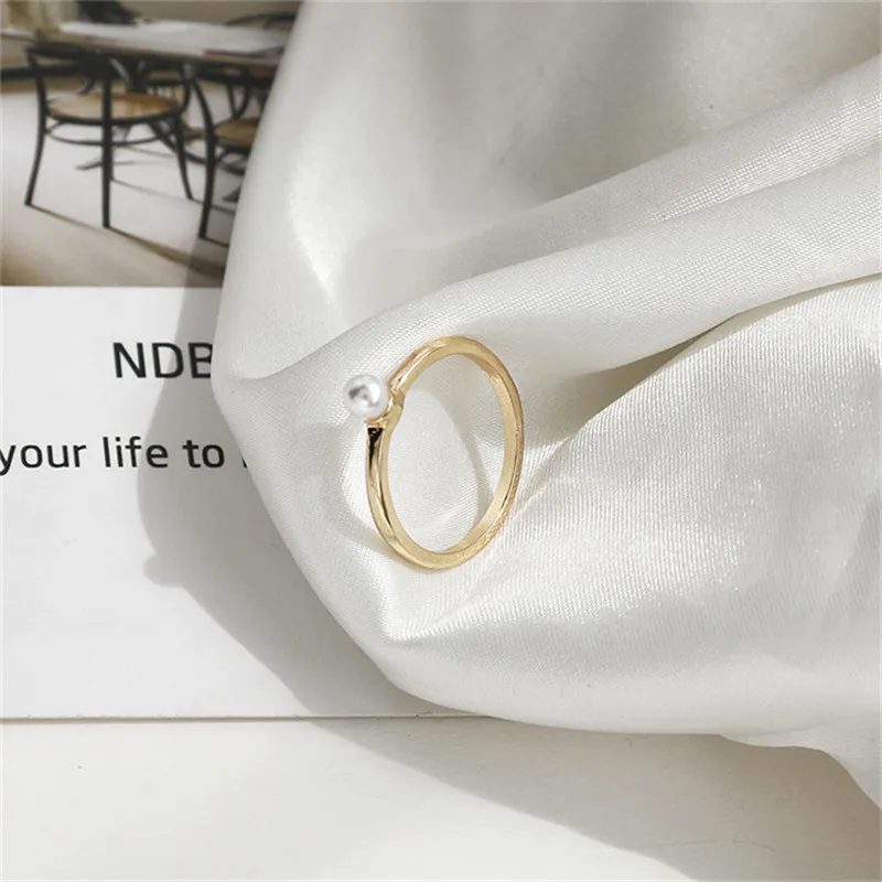 

Fashion combination suit pearl ring female personality ins tide contracted joker index finger ring ring sweet female jewelry