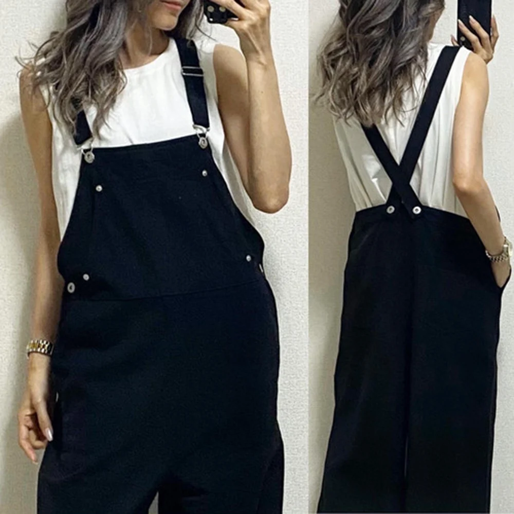 

Jumpsuit Suspenders Casual Plain Trousers Ladies Fashion Loose All-in-one 2021 New Style Korean And Japanese Women