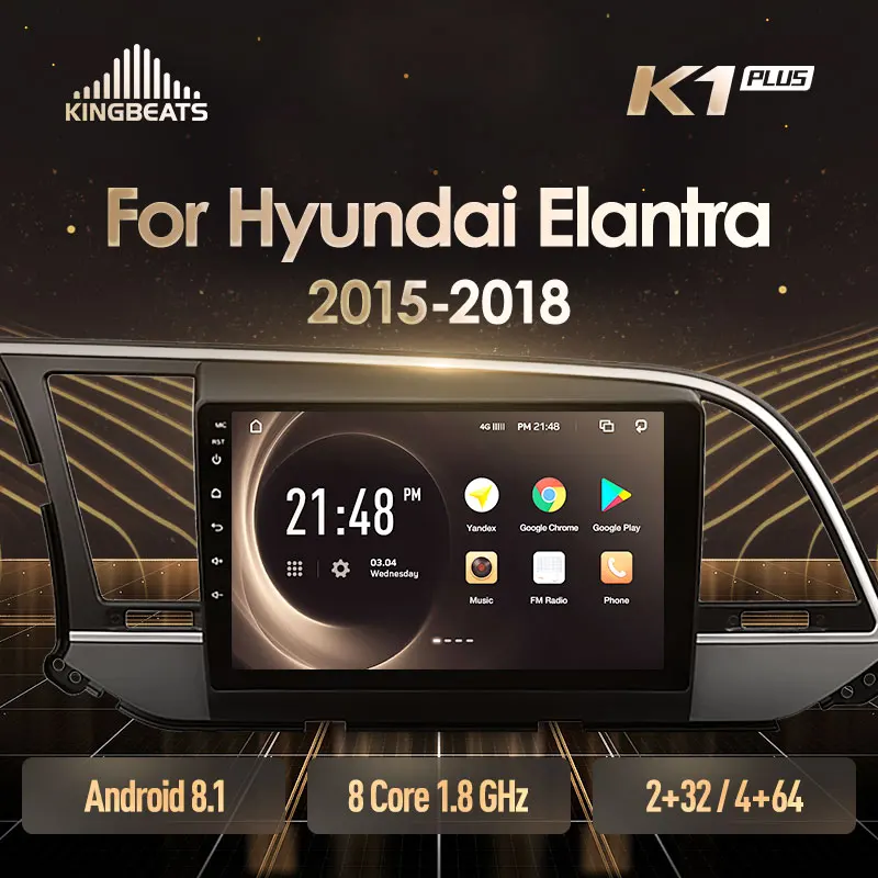 KingBeats штатное головное устройство for Hyundai Elantra 6- GPS Android 8.1 автомагнитола на андроид магнитола для Хендай Элантра 6 автомобильная мультимедиа Octa Core 8 core*1.8G DDR4 2G ROM 32G RAM / 4+64G