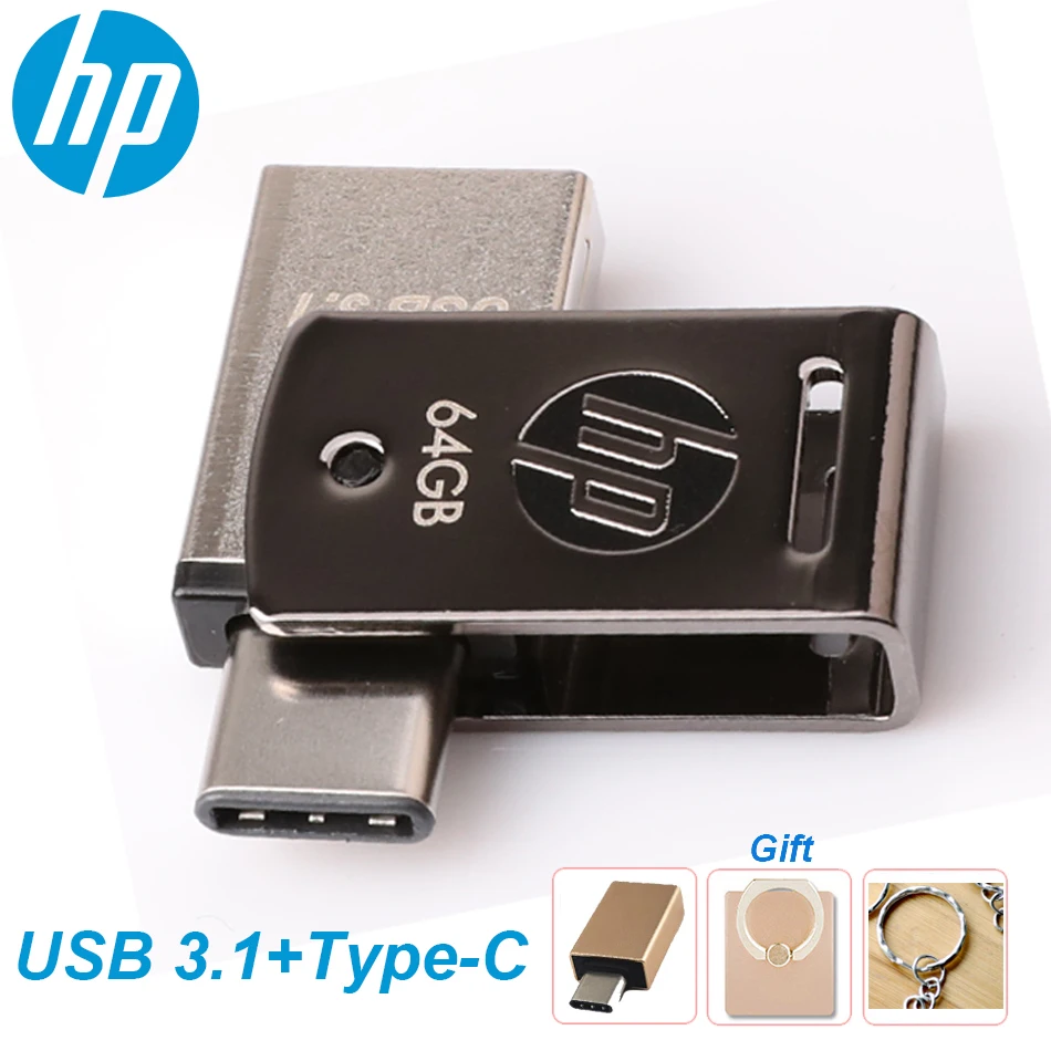 Hp X5000M металлический OTG type-C USB 3,1 высокоскоростной USB флеш-накопитель для смартфонов/планшетов 64 Гб 128 ГБ 256 ГБ
