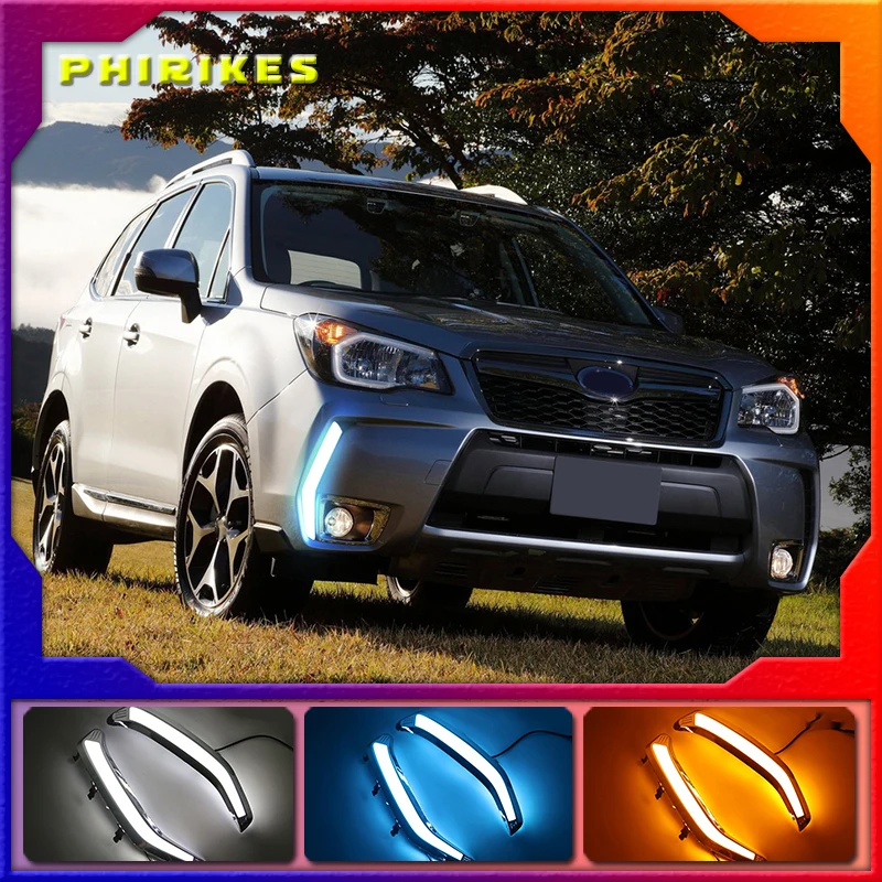 

1set For Subaru Forester 2013 2014 2015 2016 2017 2018 LED DRL Daytime Running Light Daylight Waterproof yellow Signal lamp