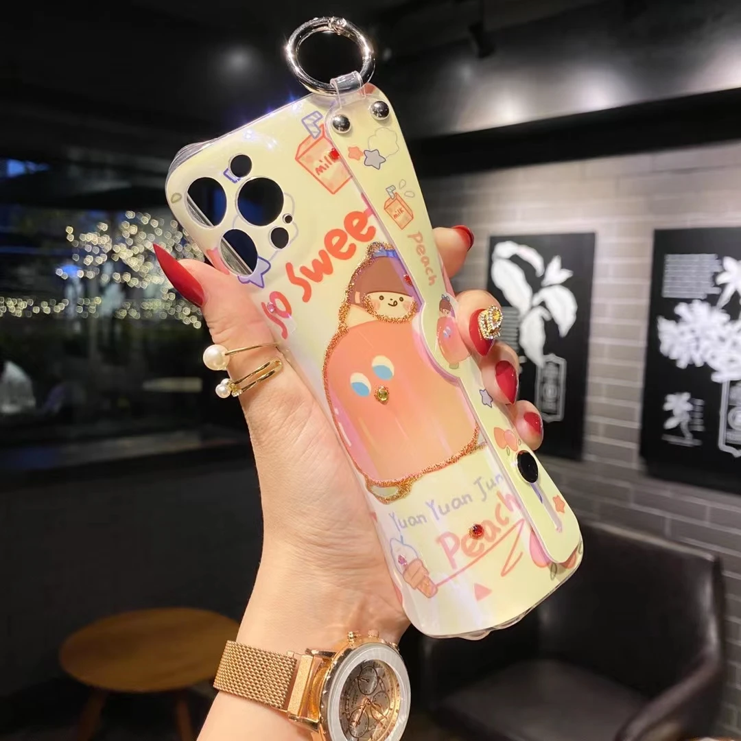 

Wristband Holder Phone Case for Xiaomi 10t 11 Fundas Glitter Cute Avocado Cover for MI Poco X3 NFC Coque Redmi 9T Note 9 Pro Max