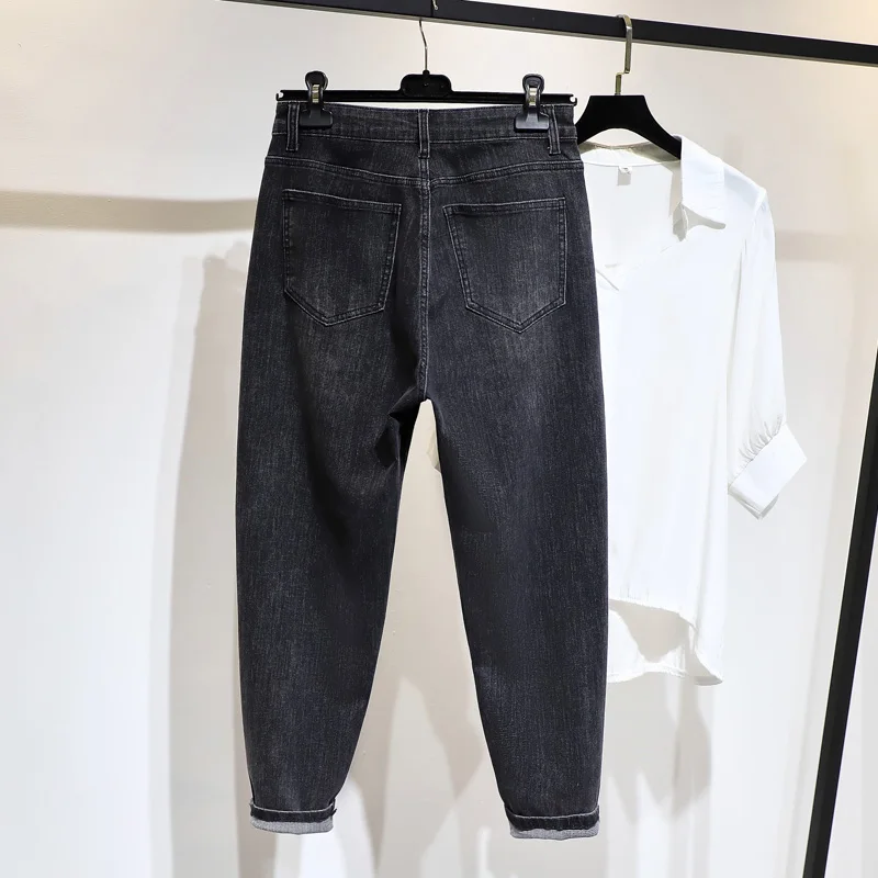 

Women Jeans High Waist Plus Size Ankle-length Softener Loose Casual Denim Female Harem Pants