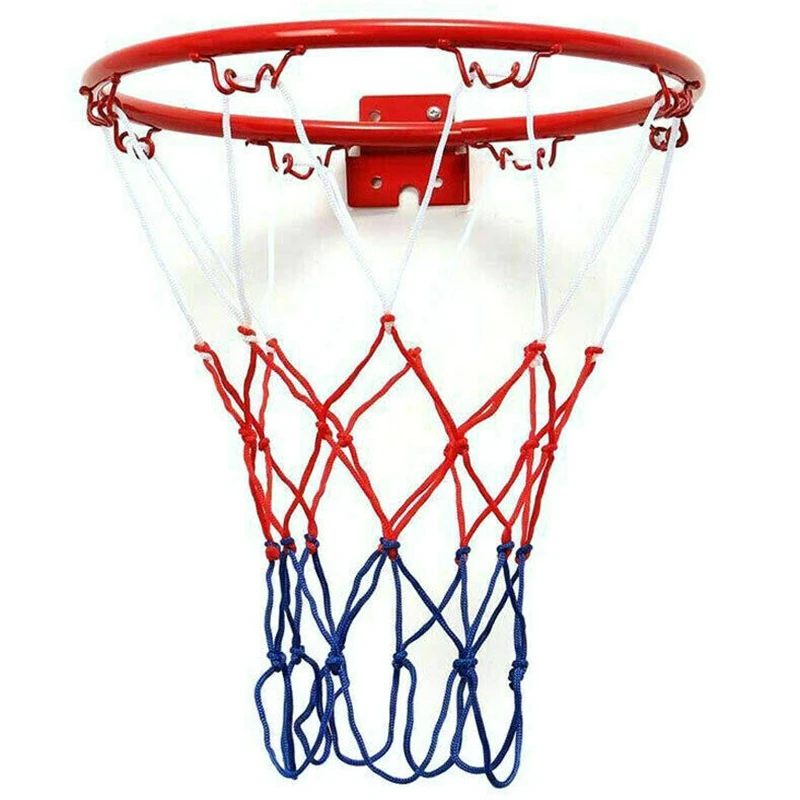

32cm Wall Mounted Basketball Hoop Netting Metal Rim Hanging Basket Basket-Ball Wall Rim with Screws Indoor Outdoor Sport