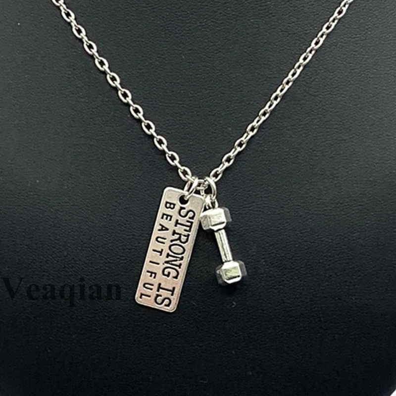 1 шт. сильный красивый маленький гантели сплава кулон ожерелье фитнес тяжелая