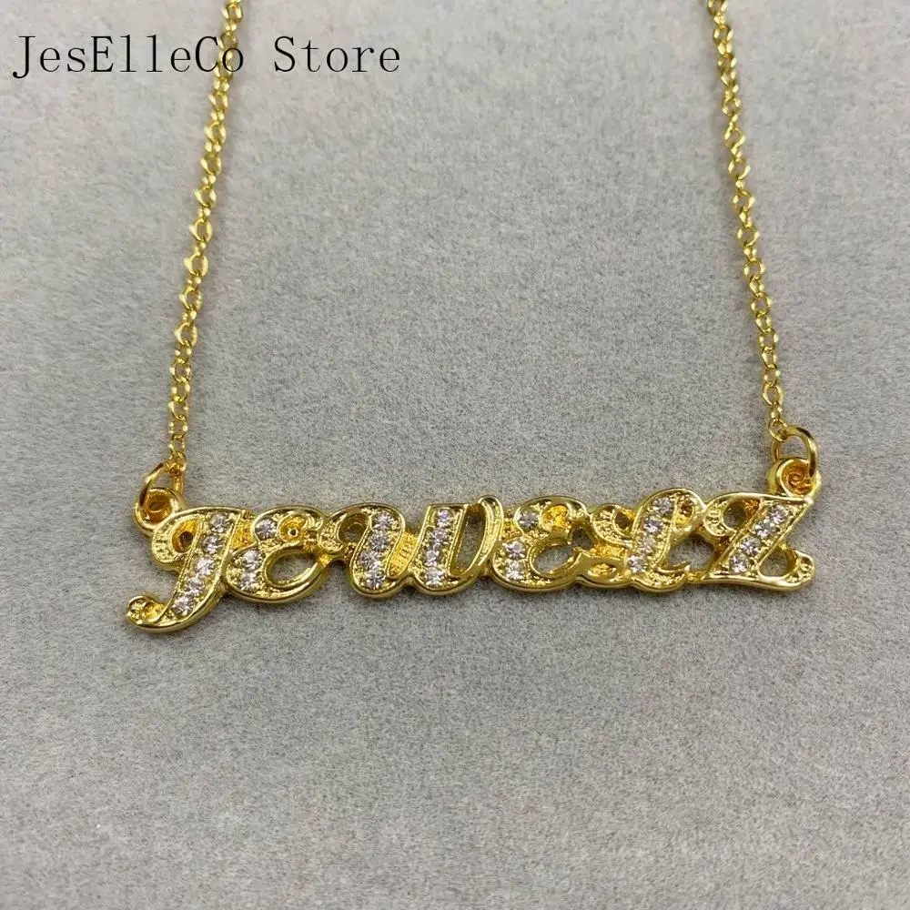 

2020 Zircon Name Necklace for Women Girl Personalized Name Necklace Copper Pendant For Christmas Gift