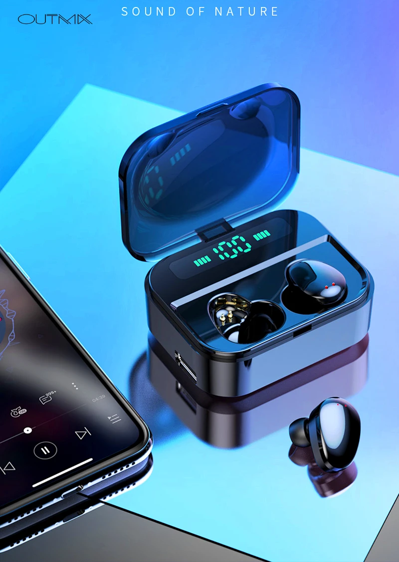 TWS наушники OUTMIX Touch с поддержкой Bluetooth и внешним аккумулятором на 3600 мА ·