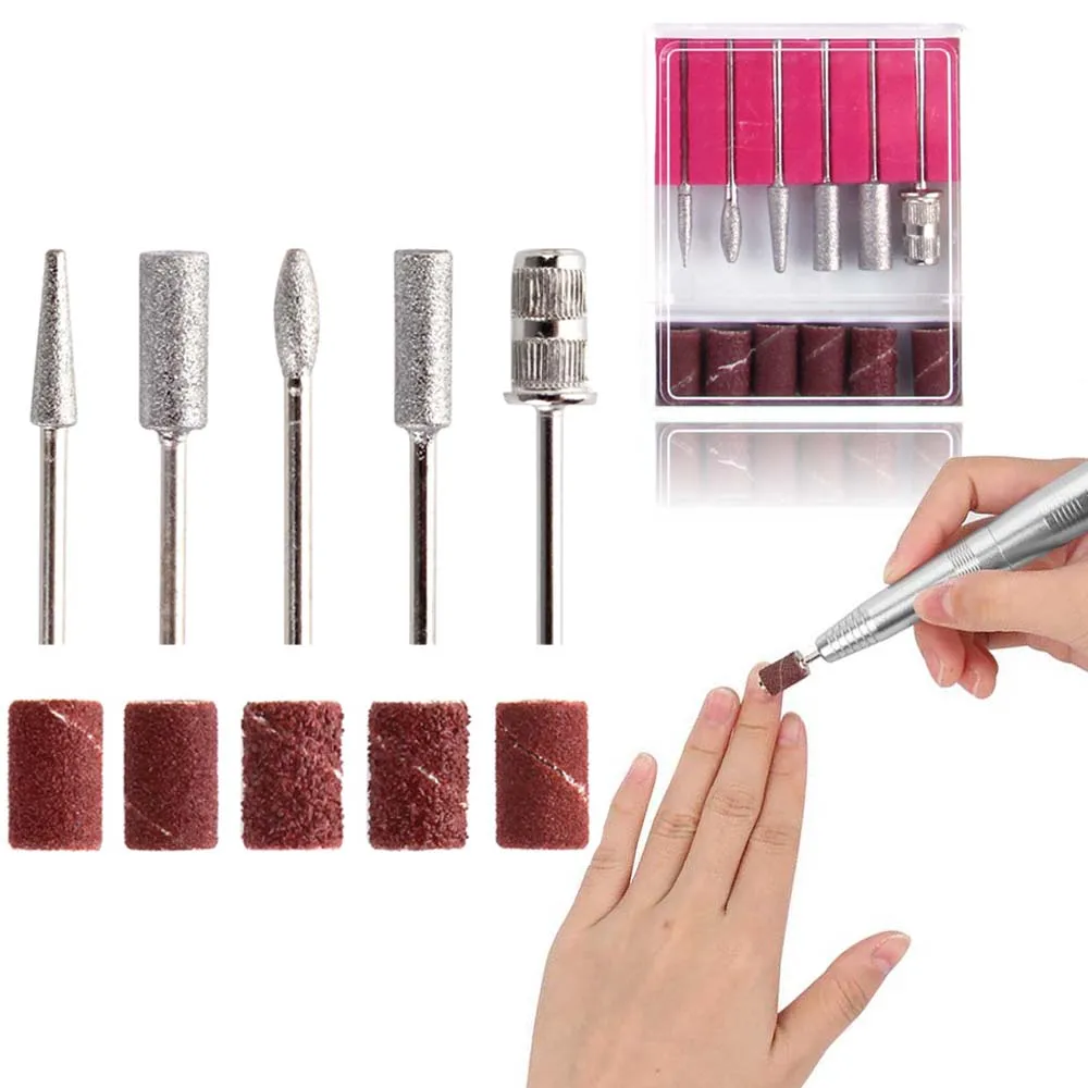 

6PCS Nail Art Drill Bits Sanding Bands For Electric Manicure Milling Machine Kit Gel Remover Polish Remover Pedicure Accessories