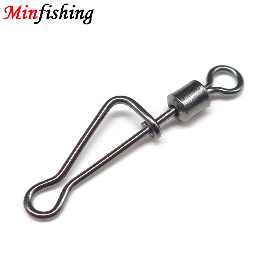 

Minfishing 25/50 pcs/lot Swivels Fishing Stainless Steel Rolling Swivel with Italian Snap Fishing Hook Connector Accessories