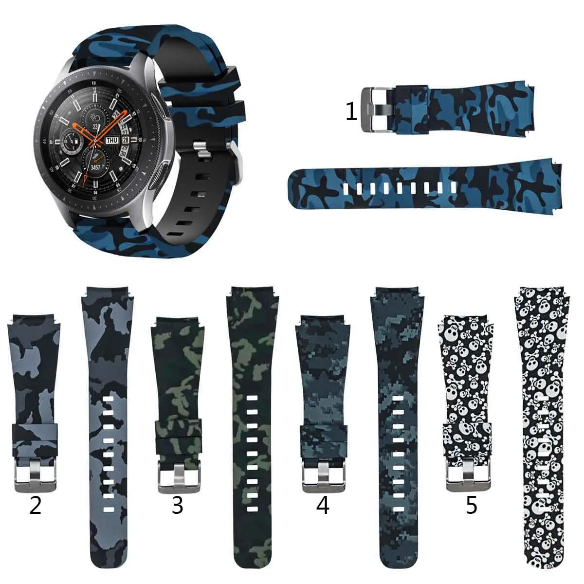 Ремешок силиконовый Камуфляжный для Samsung Galaxy Watch 46 мм сменный Браслет 3 45 мм/Gear S3 22