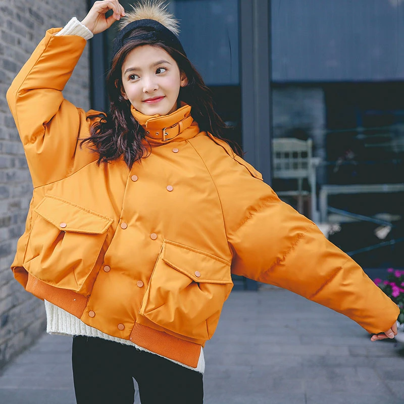 

Unua amo 2021 Winter Puffer Jacket Female Fashion Double-breasted Design High Quality Warm Down Padded Bubble Coat Women