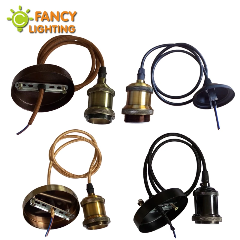 Винтажный подвесной светильник s с переключателем ручки E27 1 м Медный Подвесной