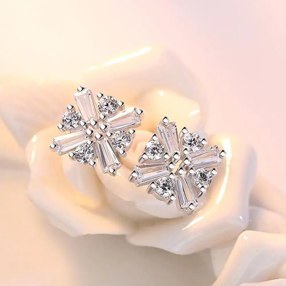 Женские серьги гвоздики из серебра 925 пробы с кристаллами|Серьги-гвоздики| |