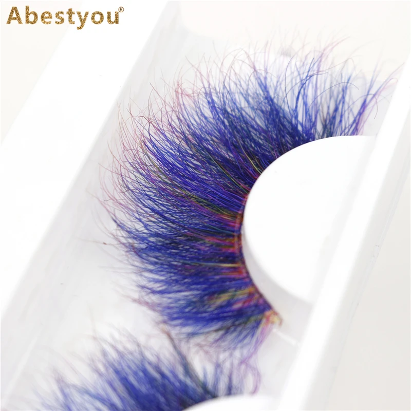 Abestyou 22-25 мм длинные 5d настоящие норковые ресницы градиентные синие цветные для