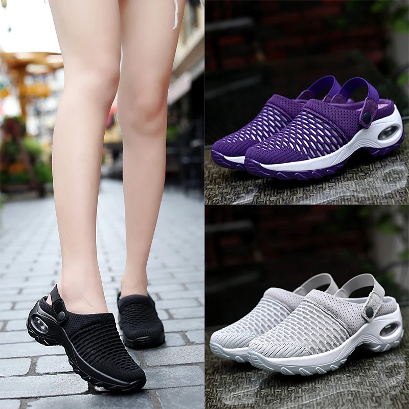 

Outdoor Slippers Women Walking Shoes Mules Clogs For Women Air Cushion Platform Mesh Mules Sneaker Sandals For Lady Lightweight