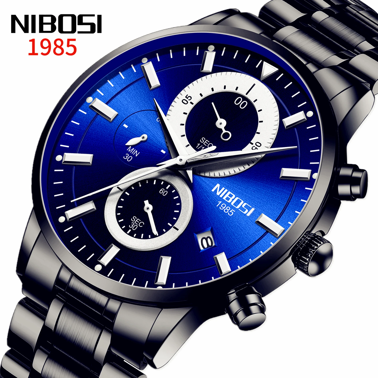 Часы наручные NIBOSI мужские с хронографом брендовые Роскошные спортивные