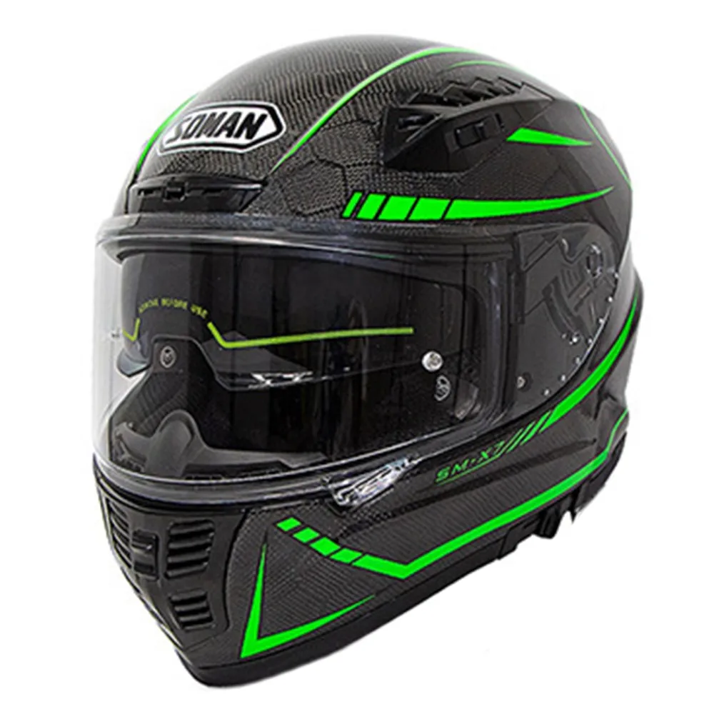 

SOMAN Motorcycle Helmet Full Face Moto Casco Snake Pattern Carbon Fiber Motor bike Racing Casque Cycling Capacete X7