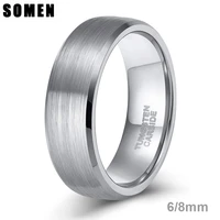 somen 68mm silver color men tungsten carbide ring brushed wedding band classic engagement rings wholesale jewelry bague homme