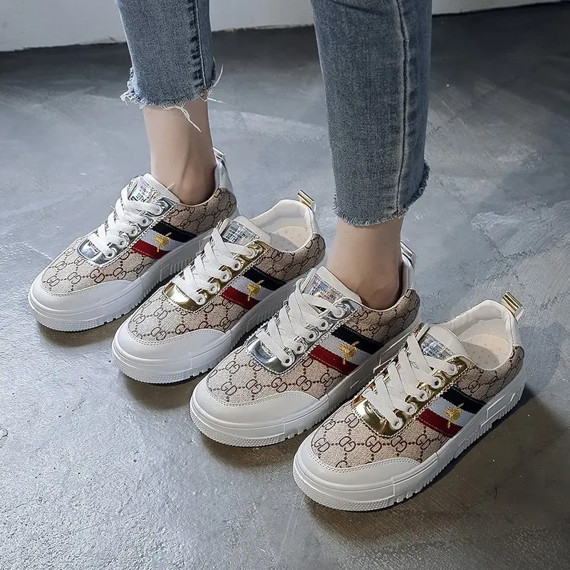 

New Spring Autumn Lace Up Sneakers Canvas Shoes Female Korean Version Thick Bottom Shoes Woman Flats Vulcanized Shoes Plus Size