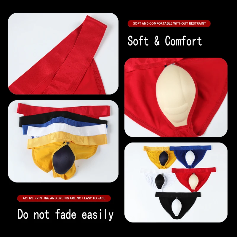 Men's Thongs Sexy Underwear Jockstrap Bikini Cotton Men Briefs Sponge Cup Pouch Bulge Enhancing |