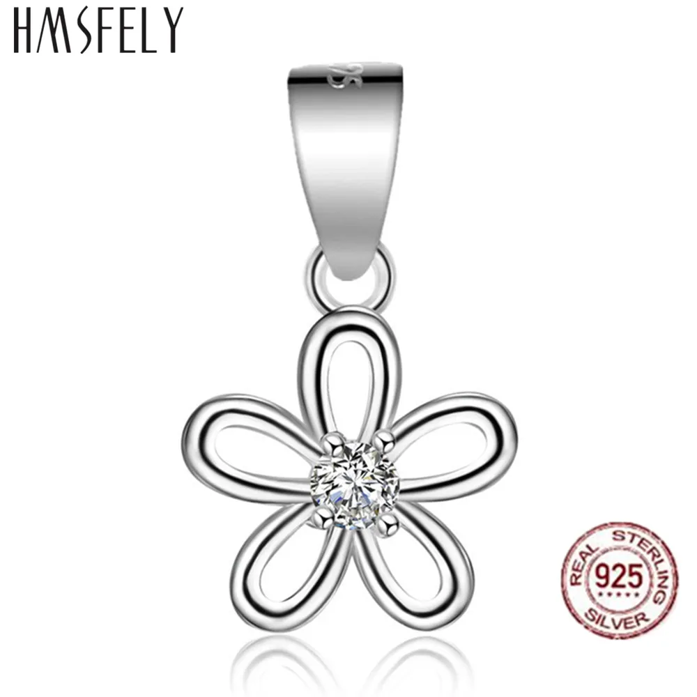 

HMSFELY 925 Sterling Silver Necklace Petal Shape Pendant DIY Charm Bracelet Accessories Zirconia Dangles For Gift Jewelry Making