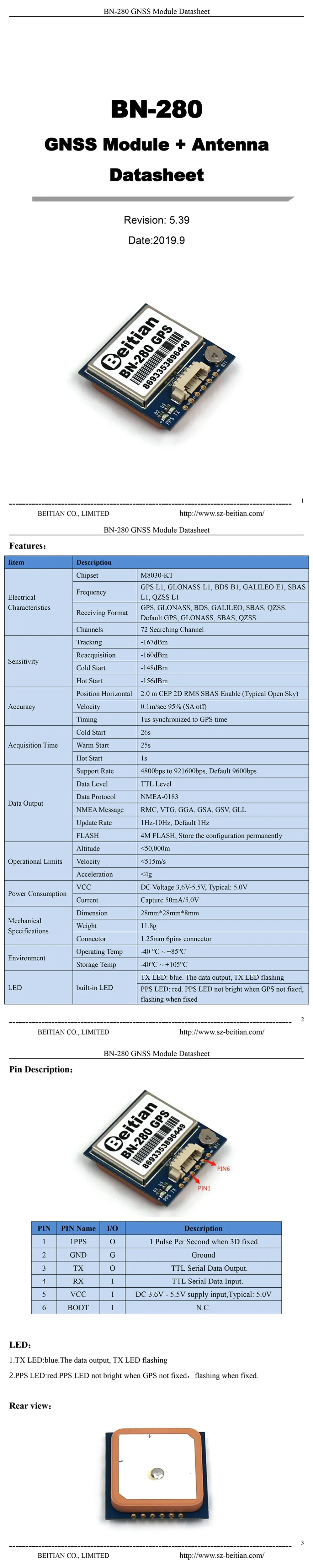 BEITIAN G-MOUSE UART ttl уровень gps ГЛОНАСС двойной ГНСС модуль gps модуль со вспышкой BN-280