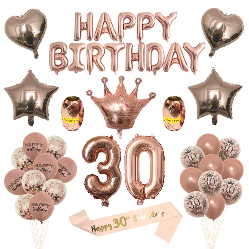 

JQSYRISE Rose Gold 18 21 30 40 50 60 Years Old Balloon Happy Birthday Party Decor Adult 30th 40th 50th 60th Anniversary Supplies