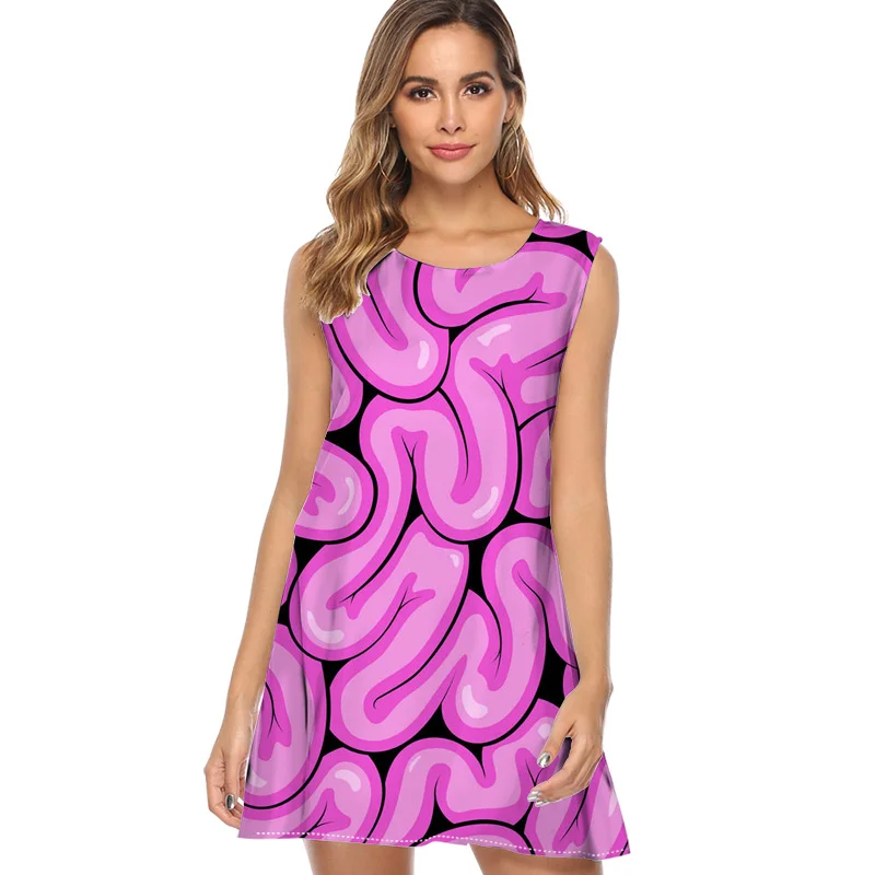 

Halloween pumpkin ghost image cute Women Dress 2019 Print Sleeveless Summer Dress O neck Casual Loose Mini Chiffon Dresses